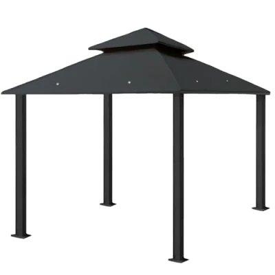 Afbeelding van freigarten.de Vervangend dak voor paviljoen, 3 x meter, waterdicht materiaal: Panama PCV Soft 370g/m² extra sterk model 6 (antraciet)
