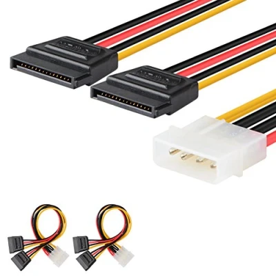 Afbeelding van J&amp;D (2 Stuks) 4 Pins Molex (LP4) Naar Dubbele 15 SATA Y Kabel Splitteradapter, 20 cm
