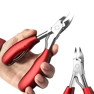 Afbeelding van Nageltang voor sterke teennagels, professioneel, nageltang, voetnagelschaar, dikke nagels, teennagelschaar, hoofdsnijder teennagelschaar nagels (rood manicure mes)