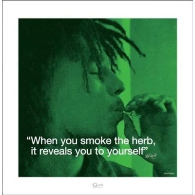 Afbeelding van Kunstdruk Bob Marley iQuote Herb 40x40cm