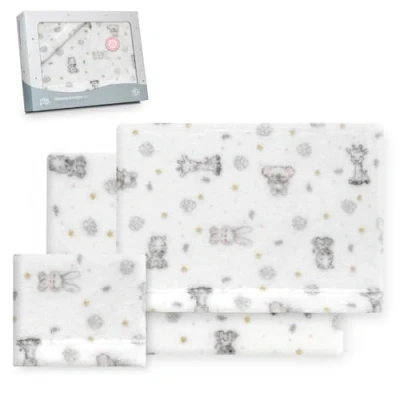 Afbeelding van Interbaby Beddengoedset voor kinderbed, 60 x 120 cm, 100% polyester, warm, inclusief hoeslaken, dekbedovertrek en kussensloop, ideaal de winter, koala, wit/roze