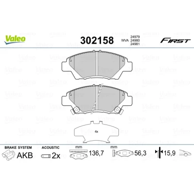 Afbeelding van Valeo Remblokset 302158
