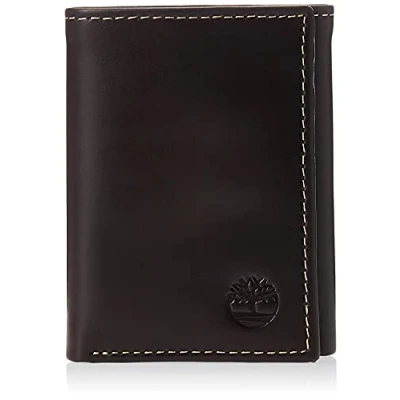 Afbeelding van Timberland Heren lederen drievoudige portemonnee met ID venster Tri Fold, Bruin (Bewolkt), Eén maat