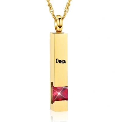 Afbeelding van Luxe Ashanger Met Ketting En Gravering Oma Assieraad Goudkleurig Rode Steen As Gedenksieraad Urn Incl. vuller