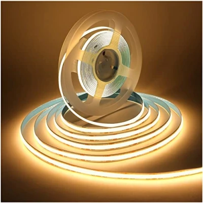 Afbeelding van Tesfish Ledstrip licht, COB lichtstrip DC 12V 5M 320 LEDs/M in totaal 1600 LEDs warm wit 3000K neon licht flexibele super heldere led strip lights voor feest, toog, plank, wooncultuur