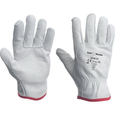 Afbeelding van SafeWorker 430*13 Driver GLOVE Rundleder 01020107 12 stuks Wit