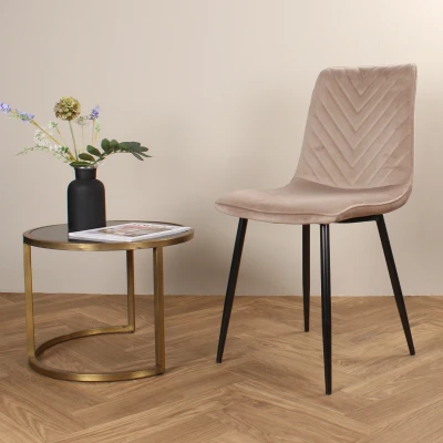 Afbeelding van DS4U Gaby eetkamerstoel velvet champagne Stof
