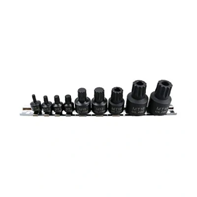 Afbeelding van Stubby Impact Triple Square Spline Bit Sockets M4 M12 MT14 MT18 9pc Set