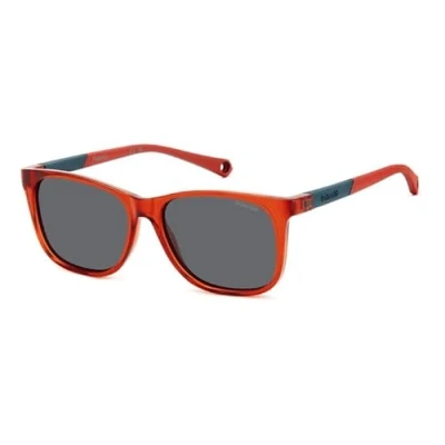 Afbeelding van Polaroid Bambino PLD 8058/S C9A/M9 Occhiali da sole Plastica Rosso Grigio Squadrata Polarizzata