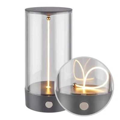 Afbeelding van BRILONER Wiggle Oplaadbare Tafellamp met magnetische lichtdraad dimbaar en pulserend warm wit licht voor binnen buiten antraciet Ø7 x 14,5 cm