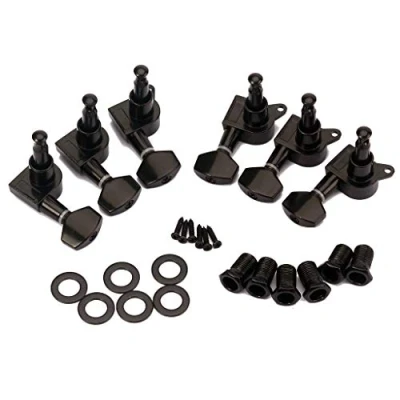 Afbeelding van Alnicov 6 Stks Gitaar Tuners (3L+3R) String Tuning Key Pegs Machine Heads Voor Lp Sg Stijl Elektrische, Folk Of Akoestische Gitaren Zwart