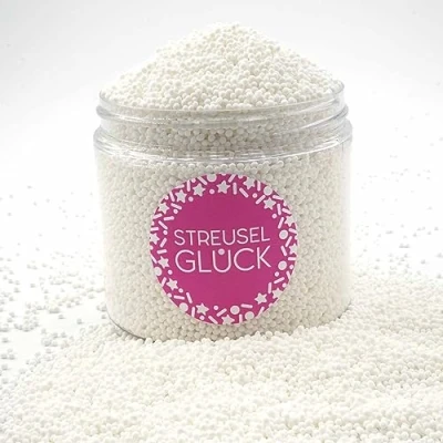 Afbeelding van Strooisel Just Pure wit 180 g non pareille suikerparels suikeststrooisel kinderverjaardag Kerstmis taartdecoratie cupcakes muffins kerst taartstrooisel koekjes taart