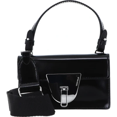 Afbeelding van COCCINELLE Leren Schoudertas Avondtas Coccinellenico Shiny Cal Handbag Noir Zwart