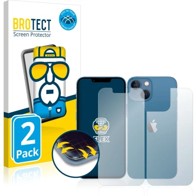 Afbeelding van BROTECT Screenprotector voor Apple iPhone 13 mini (Voor+Achter) Folie Beschermfolie transparant volledig dekking (2 Stuks)