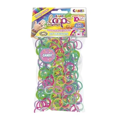 Afbeelding van CRAZE loops BAG 600 Loom Banden, navulverpakking met elastieken en 10 sluitingen, kleurenmix, 100% huidvriendelijke siliconen