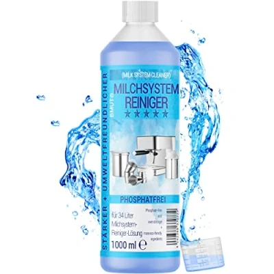 Afbeelding van 1 x 1000 ml melksysteemreiniger concentraat voor volautomatische koffiemachine, melkopschuimer, melkschuimreiniger, melkreiniger, universeel alle fabrikanten