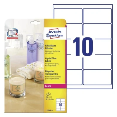 Afbeelding van Etiket Avery L7783 25 96x50.8mm transparant 250stuks
