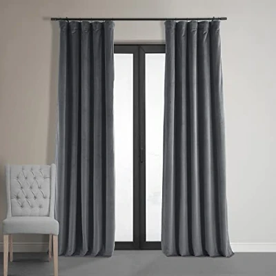 Afbeelding van HPD Half Price Drapes VPCH P Signature verduisteringsgordijn, fluweel, 127 x 213 cm, blauw/grijs