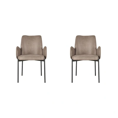 Afbeelding van LABEL51 Eetkamerstoel Joni Taupe Micro Suede Majorr