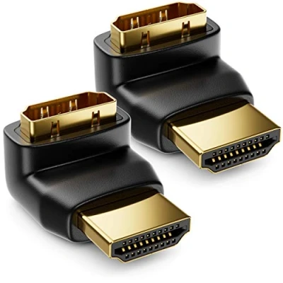 Afbeelding van deleyCON HDMI 90 Hoekadapter 2 Stuks in Set Type A Aansluiting en Stekker 4K Ultra HD UHD 3D Full 1080p HDR ARC Highspeed med Ethernet