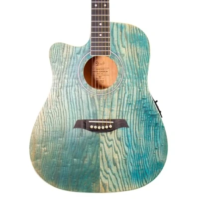 Afbeelding van Lindo Linkshandige Willow Elektro/Elektrische Akoestische Cutaway Gitaar met Pre Amp en Digitale Tuner Gewatteerde Gig Bag