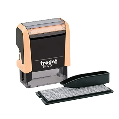 Afbeelding van Trodat Printy 4911 Pastel Crème DIY stempel voor het zelf zetten van tekst 3 regels tekst, afdruk 38 x 14 mm, Nederlands, incl. pincet, zwart stempelkussen &amp; letter en cijferset in één formaat