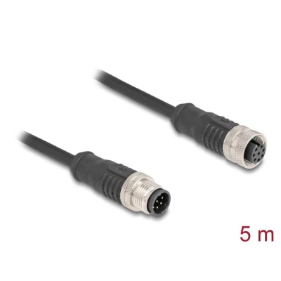 Afbeelding van Delock M12 Kabel A kodiert 8 Pin Stecker zu Buchse PVC 5 m HQ produc