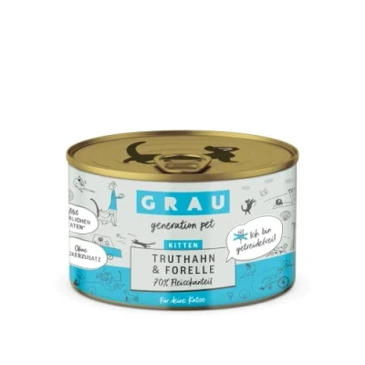 Afbeelding van GRAU het origineel Natvoer voor katten Kitten Kalkoen &amp; Forel, 6 st. (6 x 200 g), graanvrij, kittens