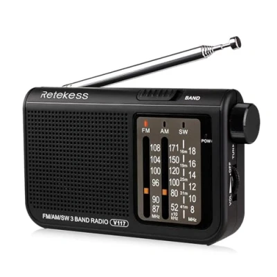 Afbeelding van Retekess V117 Draagbare Radio FM AM SW Zakradio Mini Analoog met Cilindertype Instelknop (zwart)