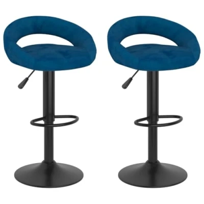 Afbeelding van Barkrukken 2 st fluweel blauw