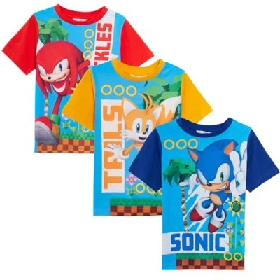 Afbeelding van Jongens 3 Pack Sonic the Hedgehog T Shirts (Pak van 3) 5 6 Jaar