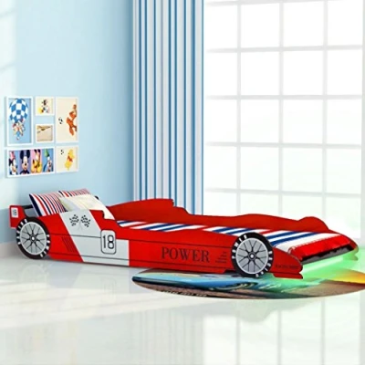 Afbeelding van Kinderbed raceauto met LED verlichting rood 90x200 cm