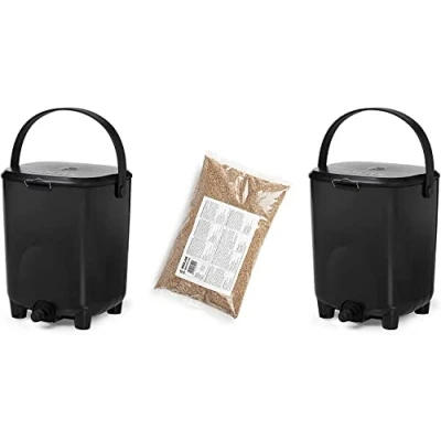 Afbeelding van Biolan Bokashi Emmer starterset (2 x 10 l), inclusief 1 kg zemelen (zwart)