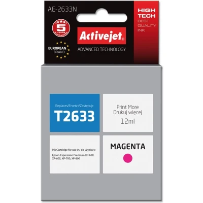 Afbeelding van ActiveJet AE 2634N inkt voor Epson printer, 26 T2633 Vervanging; Opperste; 12 ml; magenta.