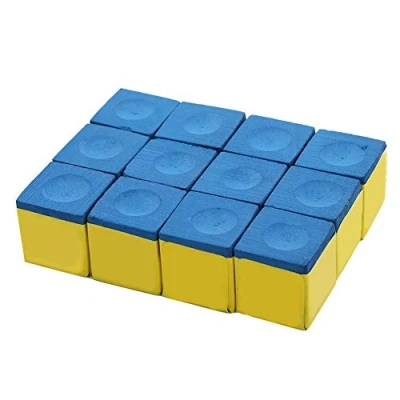 Afbeelding van 12 stuks zwembad keu dobbelstenen, calciumcarbonaat, antislip, biljartkeu, tip, krijt, snookerkrijt, voor biljart, snooker, (blauw (vettig))