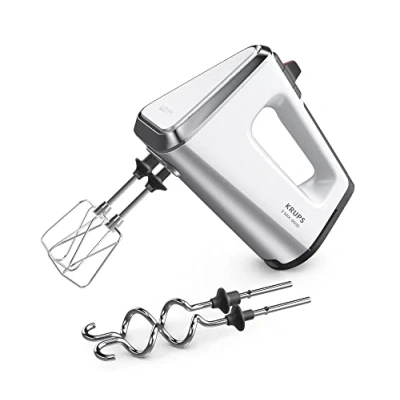 Afbeelding van KRUPS GN9101 3 Mix 9000 handmixer, 750 watt, krachtig, snelheidsregelaar, turbomodus pulsfunctie, ergonomische handgreep, lange kabel, incl. garde en kneedhaak, wit/zilver