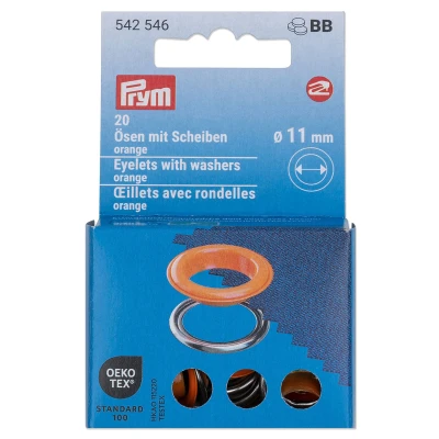 Afbeelding van Oogjes met sluitringen [20 stuks Ø 11 mm] Prym oranje/zilver metallic Oeko Tex ️ Standard 100