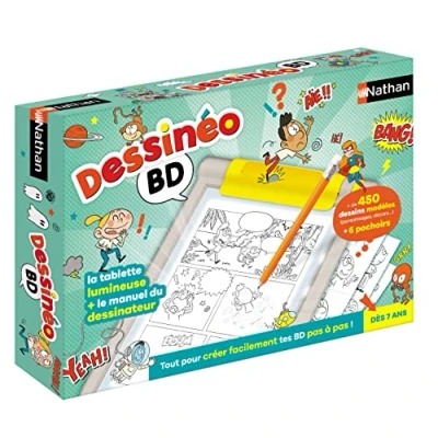 Afbeelding van Nathan Dessineo BD tekenwerkplaats leerspel om te schrijven lichttablet maak je eerste strips met vanaf 7 jaar