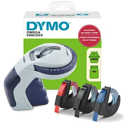 Afbeelding van DYMO Embossing Label Maker met 3 Tapes Omega Starter Kit Klein, Ergonomisch Ontwerp Turn Click Wheel Voor Thuis, DIY &amp; Crafting (, Å, Ä, Æ Ö)