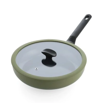 Afbeelding van BK Enjoy hapjespan Ø 28cm deksel PFAS vrij olijfgroen koelgrepen ovenbestendig tot 160