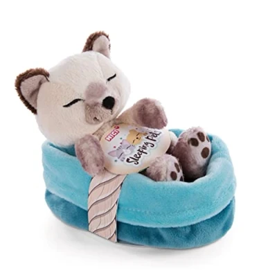 Afbeelding van NICI Knuffel Kat in Mand 12 cm Sleeping Pets Siamese knuffelkatten voor Meisjes, Jongens en Baby&#039;s Pluizig Knuffeldier om Mee te Knuffelen, Spelen Slapen Gezellige Pluche Dieren