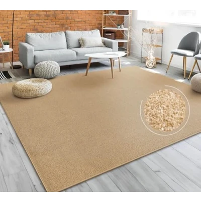 Afbeelding van Tapijt Vloerkleed Woonkamer Effen Eenvoudig En Modern Laagpolig, Versch. Afmetingen Kleuren, Maat:280x380 cm, Kleur:Goud
