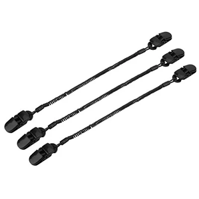 Afbeelding van VGEBY 3 stuks pet retainer, hoedband koordhouder cap keeper met clips, spiraalkabel voor vissen, boottochten, zeilen, klimmen, zwart