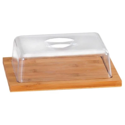 Afbeelding van FSC® Houten Kaasstolp Rechthoekige Kaasplank met Plastic Deksel