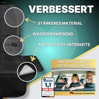 Afbeelding van PROTEX Onderlegger voor kinderzitje, geschikt ISOFIX, antislip ondervlak, waterafstotende en bijzonder hoogwaardige 600D stof met gevoerde zitting (L)
