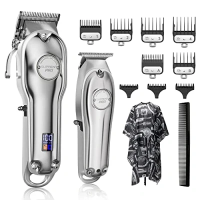 Afbeelding van SUPRENT professionele tondeuse, elektrische baardtrimmer, draadloze tondeuse voor mannen/kinderen/vrouwen, verzorgingsset, led display, oplaadbaar