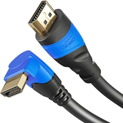 Afbeelding van KabelDirekt 90 gehoekte 8K/4K HDMI kabel 0,5 m met A.I.S Shielding, ontworpen in Duitsland (ondersteunt alle apparaten zoals PS5/Xbox/Switch 8K@60Hz/4K@120Hz, High Speed Ethernet)