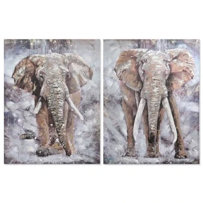 Afbeelding van Schilderij Home ESPRIT Olifant Koloniaal 90 x 3 120 cm (2 Stuks)