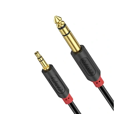 Afbeelding van J&amp;D 3,5 mm naar 6,35 Kabel, Verguld Audiowave Serie 1/8 inch Mannelijk TRS 1/4 PVC Omhulde Stereo Audiokabel Compatibel voor iPhone, Versterkers, 1.8 Meter
