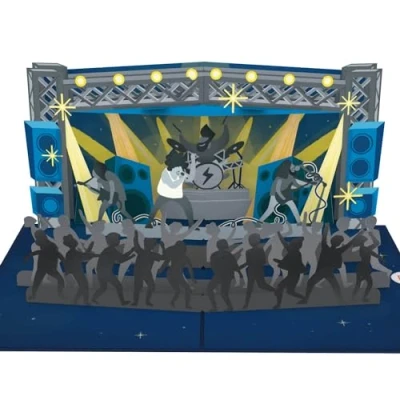 Afbeelding van papercrush® Pop up kaart concert rockige 3D verjaardagskaart, tegoedbon of geldgeschenk voor festival concertbezoek, cadeaubon om concertkaarten te geven
